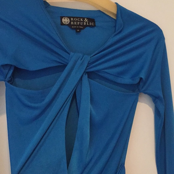 ROCK AND REPUBLIC blue long sleeve mini dress - Picture 2 of 4